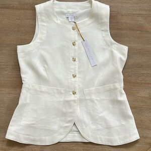 House of Harlow linen blend tank top vest 6 10 small medium cream